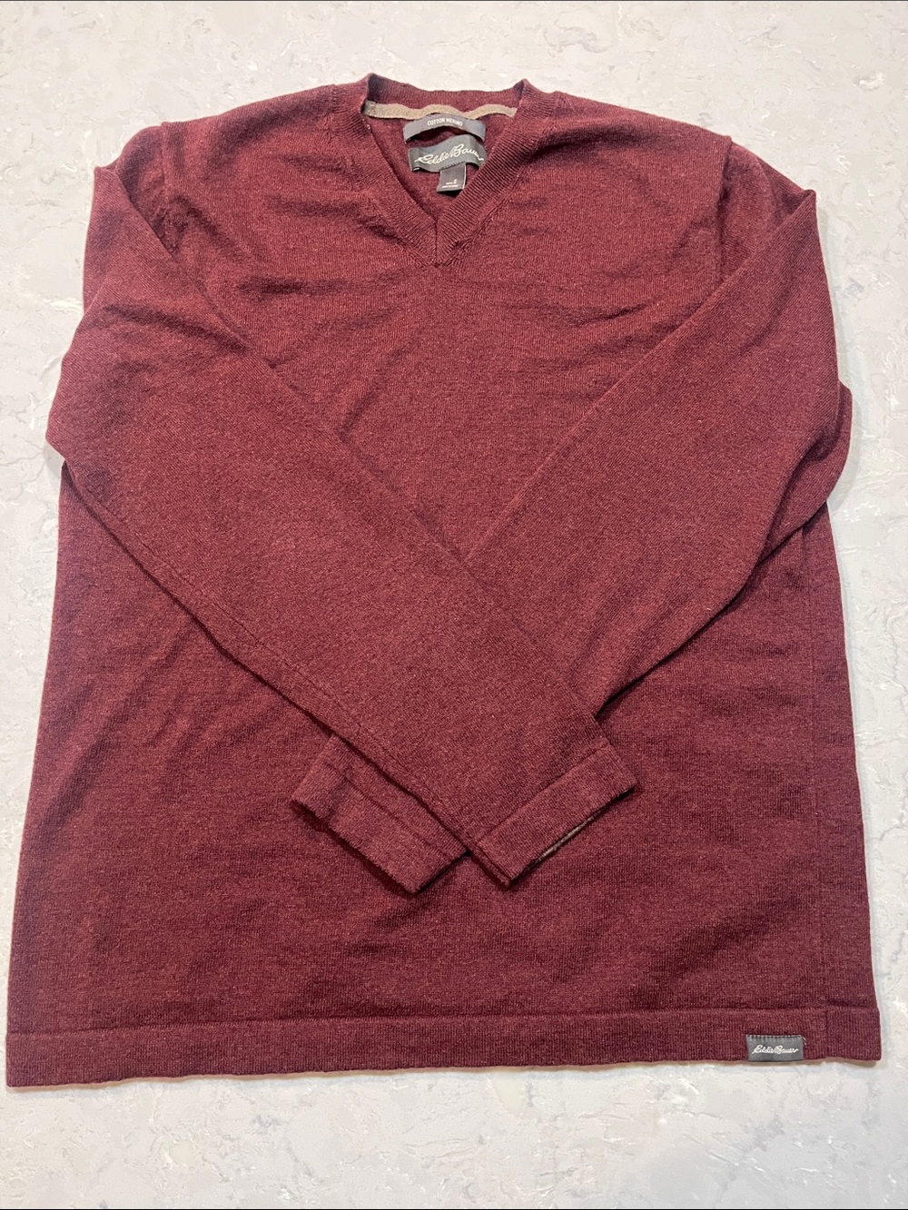 Eddie Bauer Men's V-Neck Sweater in Wine Red